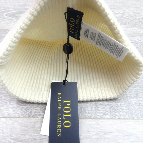 Polo Ralph Lauren Ralph’s Coffee Wool-Blend Cream Beanie Cap One Size NEW - Picture 9 of 12
